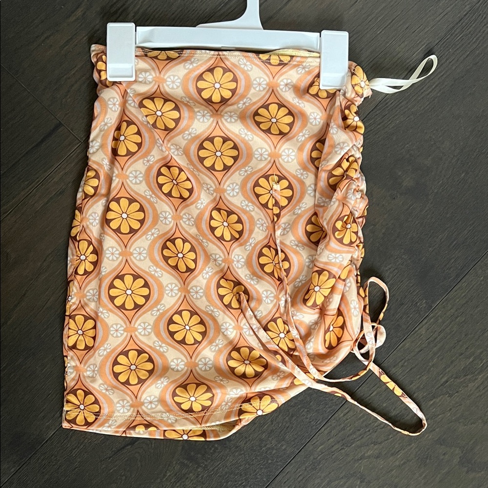 Cotton Candy Retro Floral Skirt in Orange and Yellow